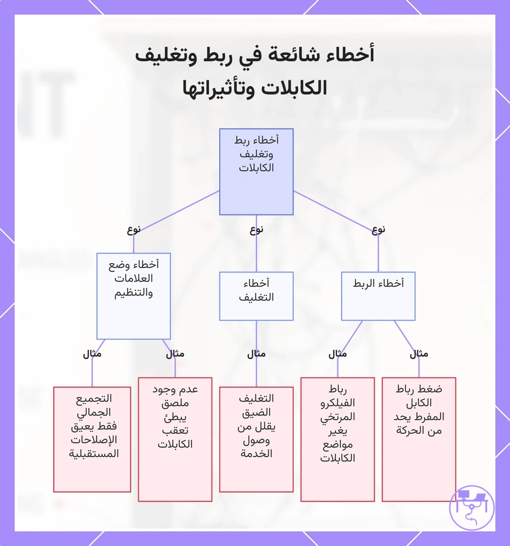 أخطاء شائعة في ربط وتغليف الكابلات وتأثيراتها