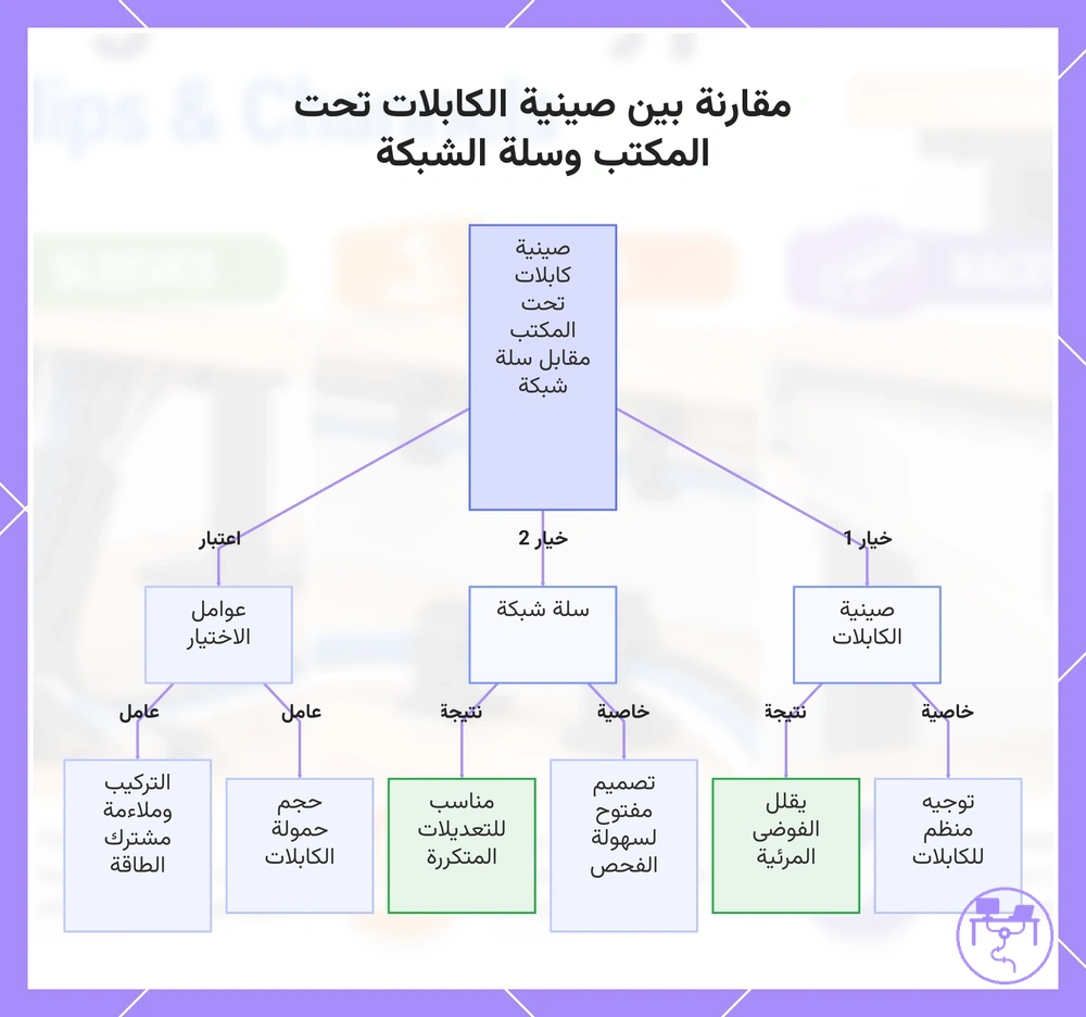 مقارنة بين صينية الكابلات تحت المكتب وسلة الشبكة