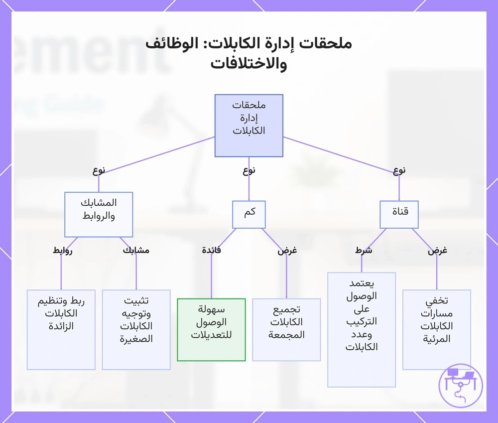 ملحقات إدارة الكابلات: الوظائف والاختلافات