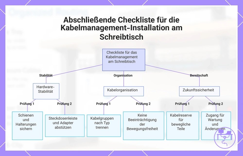 Abschließende Checkliste für die Kabelmanagement-Installation am Schreibtisch