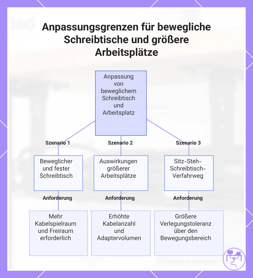 Anpassungsgrenzen für bewegliche Schreibtische und größere Arbeitsplätze