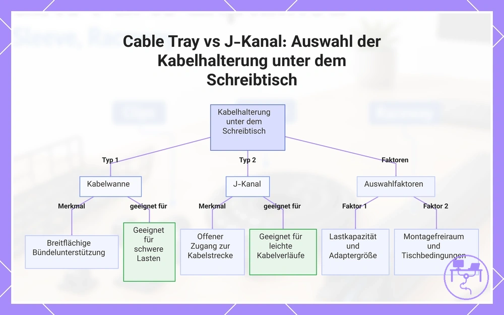 Cable Tray vs J-Kanal: Auswahl der Kabelhalterung unter dem Schreibtisch