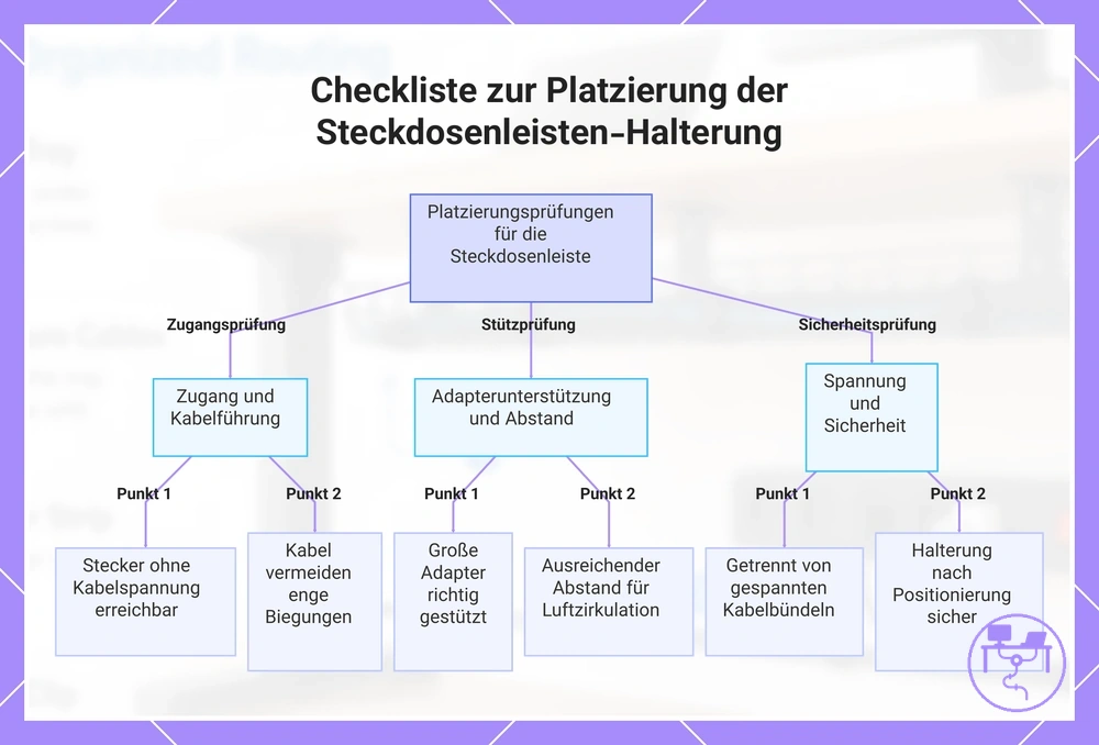 Checkliste zur Platzierung der Steckdosenleisten-Halterung