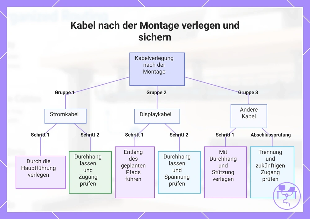 Kabel nach der Montage verlegen und sichern