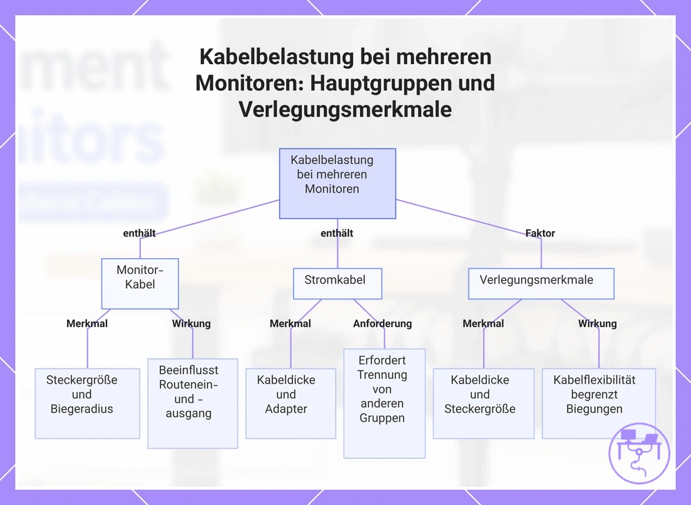Kabelbelastung bei mehreren Monitoren: Hauptgruppen und Verlegungsmerkmale