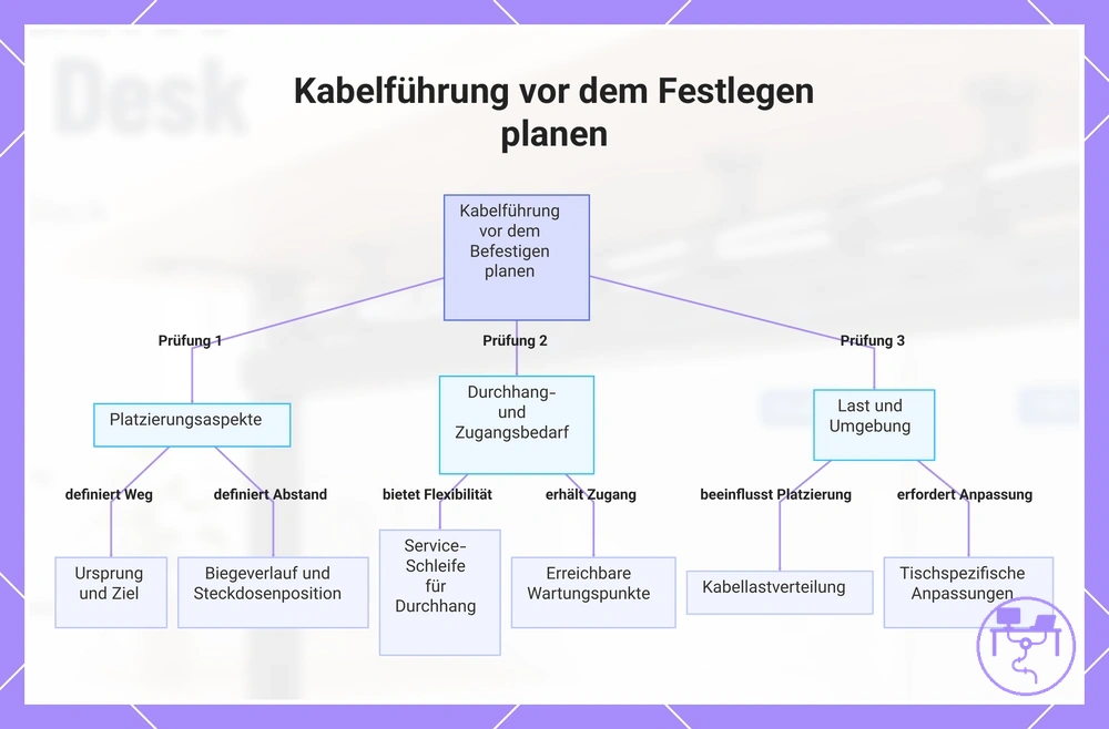 Kabelführung vor dem Festlegen planen