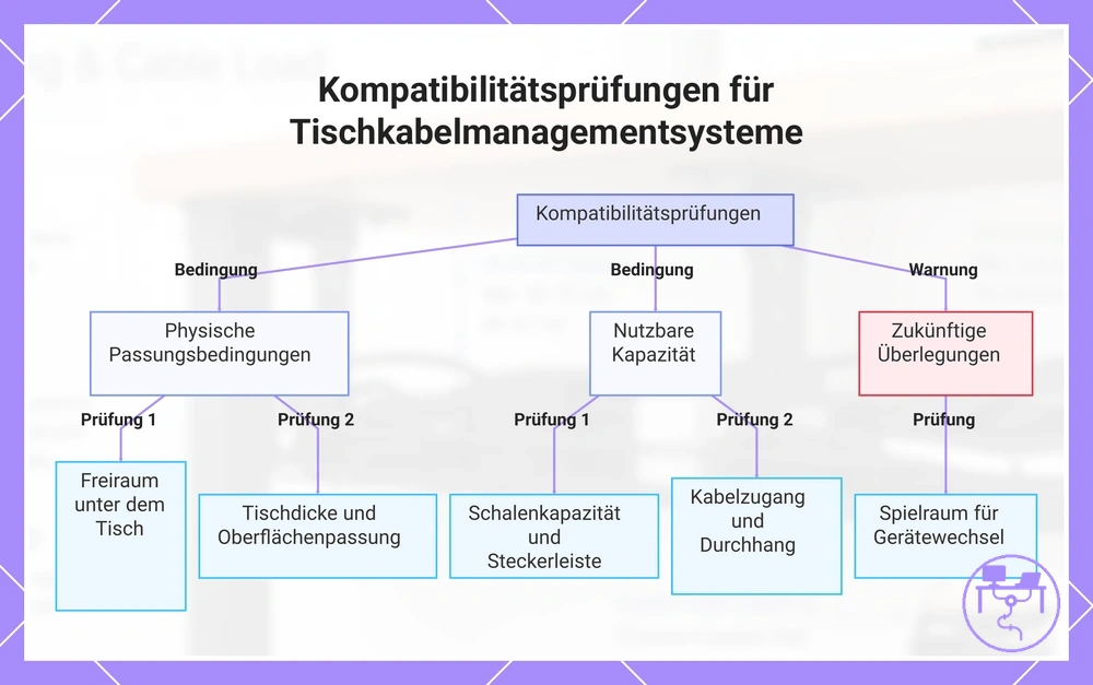 Kompatibilitätsprüfungen für Tischkabelmanagementsysteme