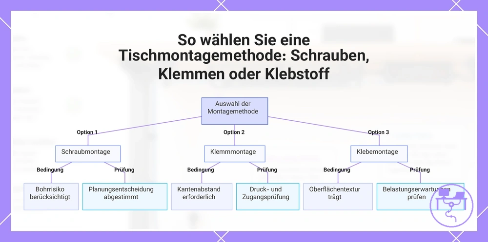 So wählen Sie eine Tischmontagemethode: Schrauben, Klemmen oder Klebstoff