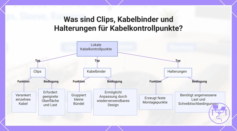Was sind Clips, Kabelbinder und Halterungen für Kabelkontrollpunkte?
