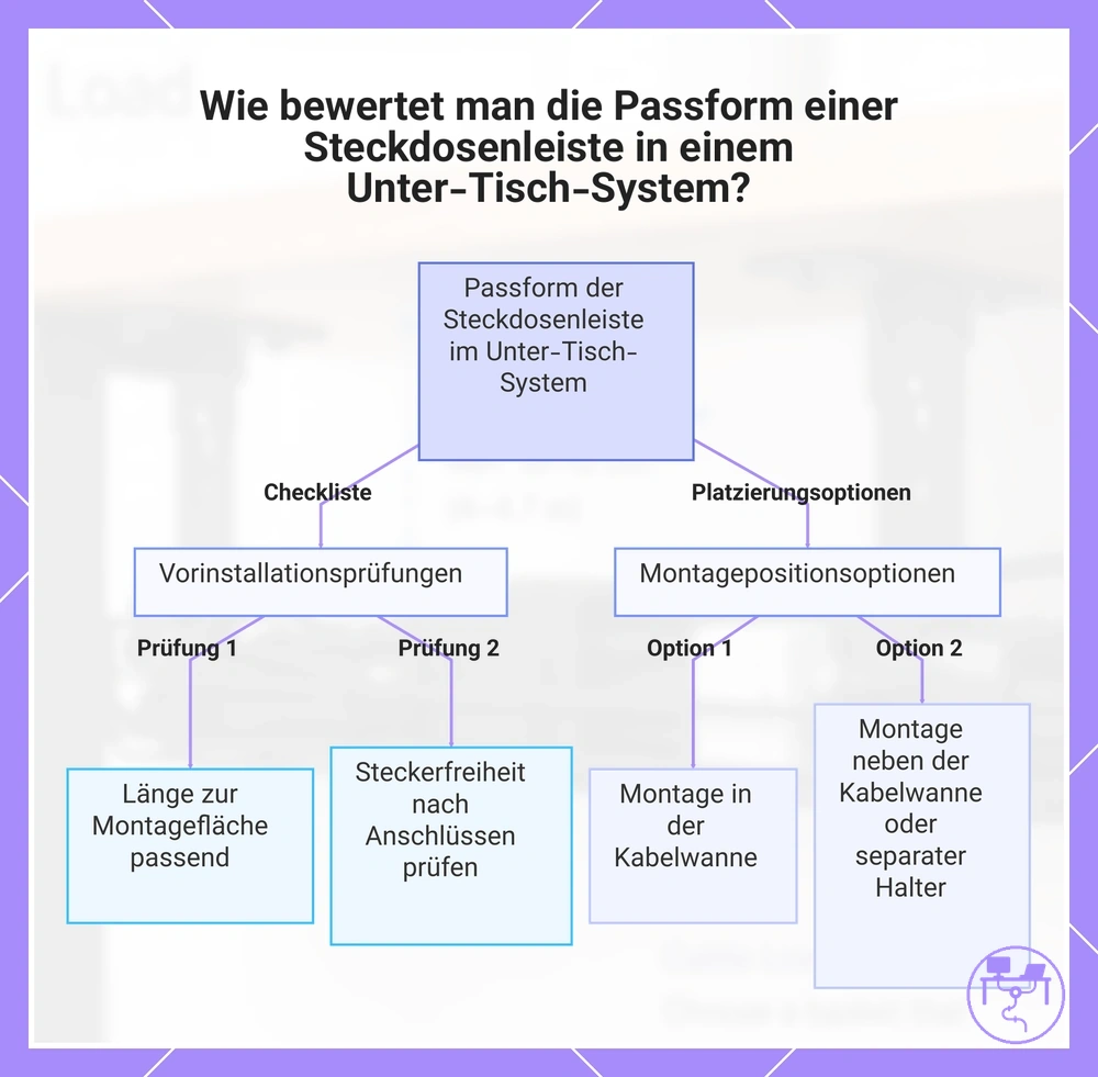 Wie bewertet man die Passform einer Steckdosenleiste in einem Unter-Tisch-System?