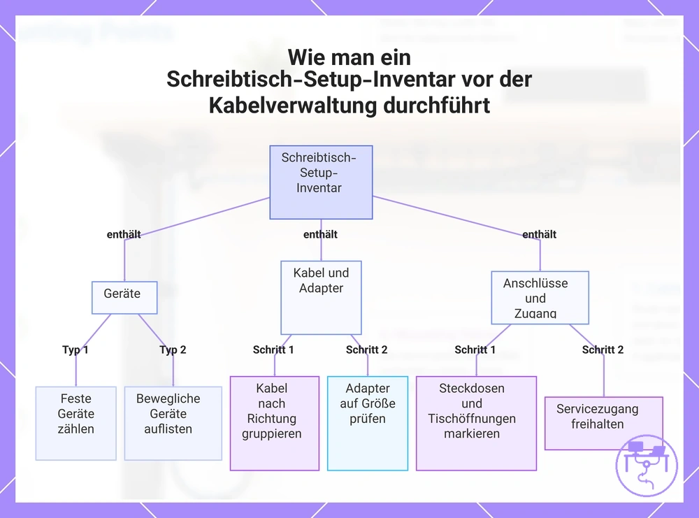 Wie man ein Schreibtisch-Setup-Inventar vor der Kabelverwaltung durchführt