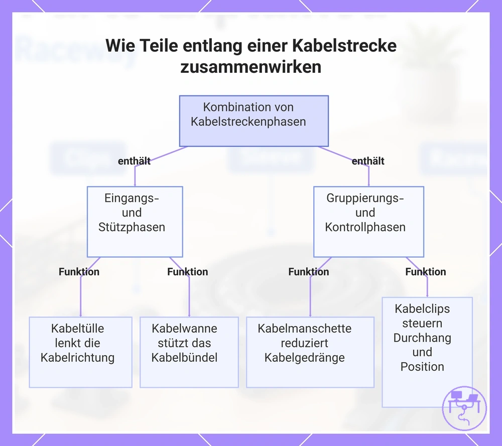 Wie Teile entlang einer Kabelstrecke zusammenwirken