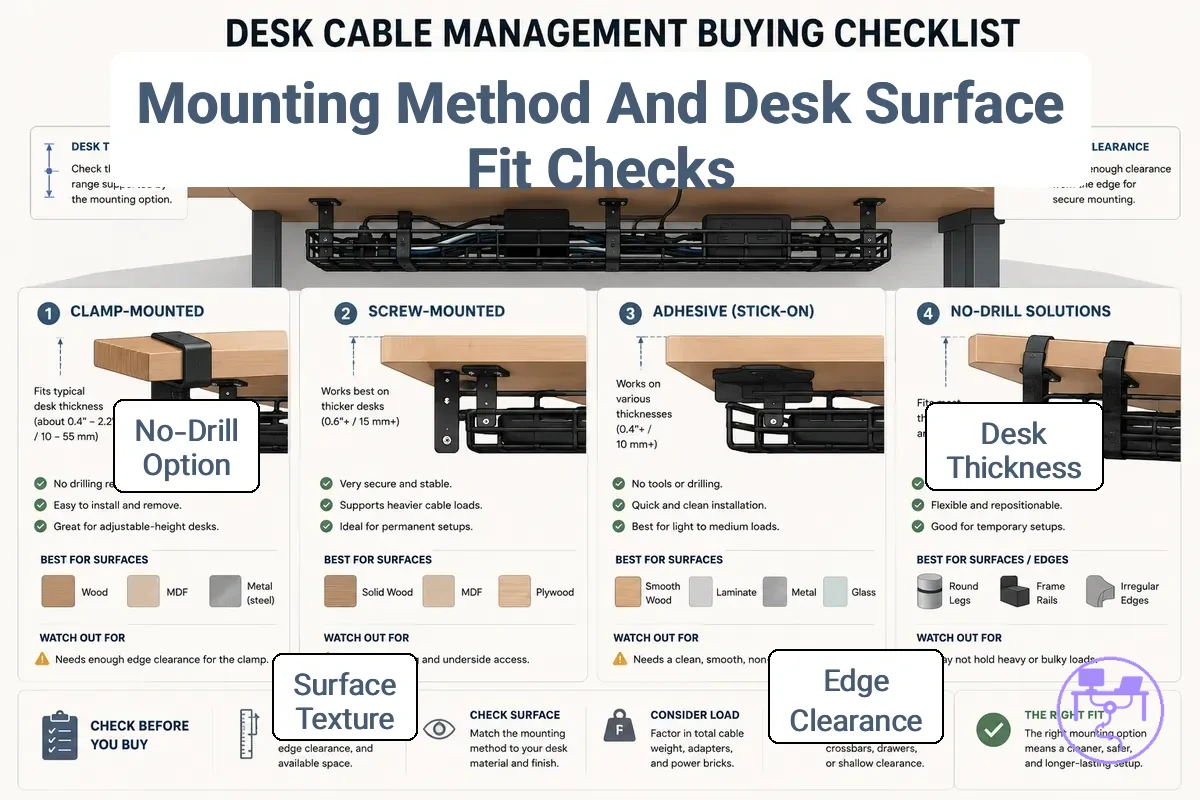 Desk surface and mounting method compatibility review