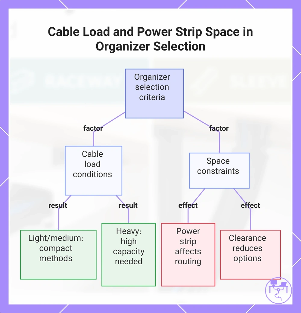 Cable Load and Power Strip Space in Organizer Selection