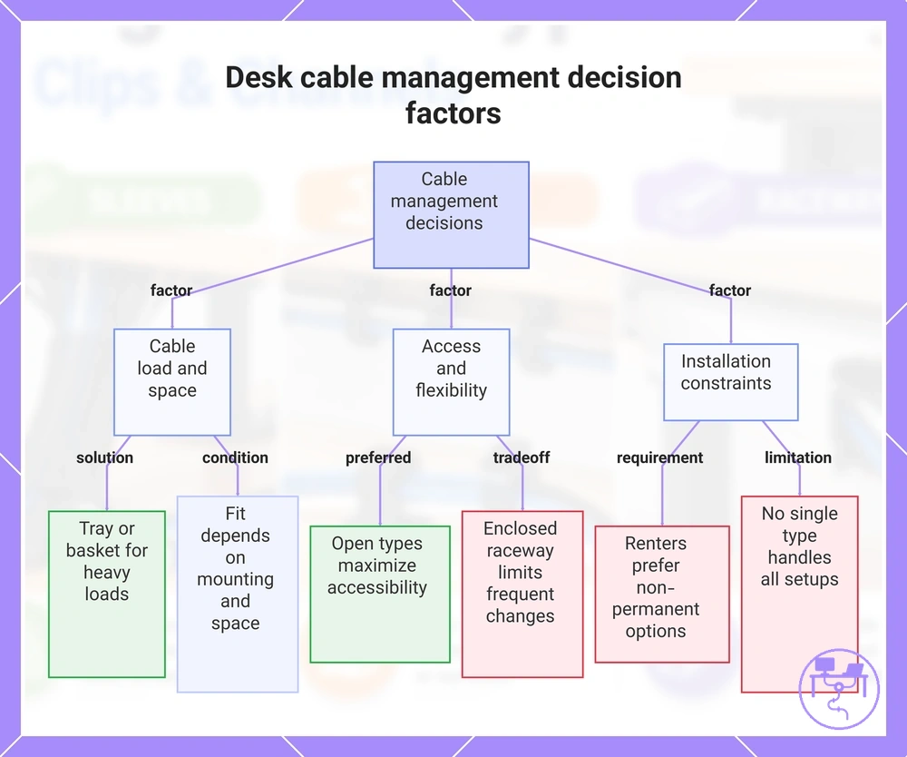 Desk cable management decision factors