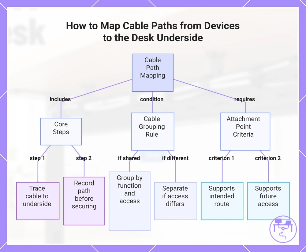 How to Map Cable Paths from Devices to the Desk Underside