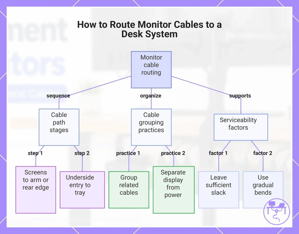 How to Route Monitor Cables to a Desk System