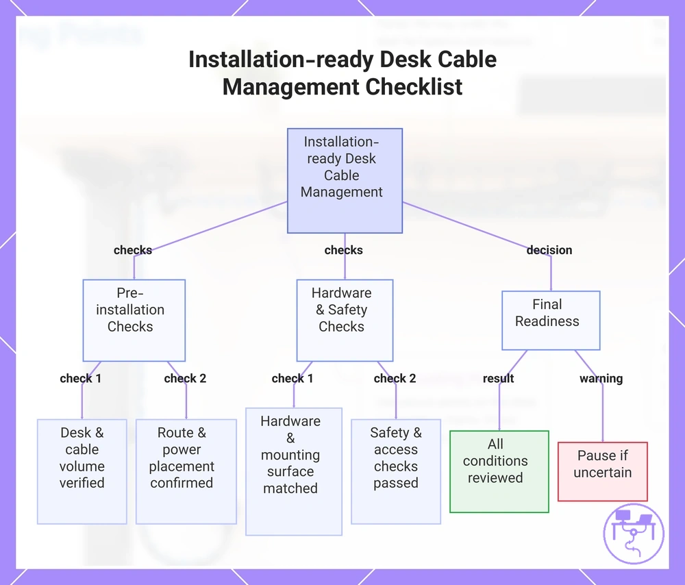 Installation-ready Desk Cable Management Checklist