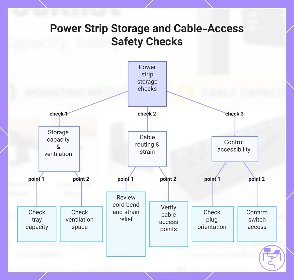 Power Strip Storage and Cable-Access Safety Checks