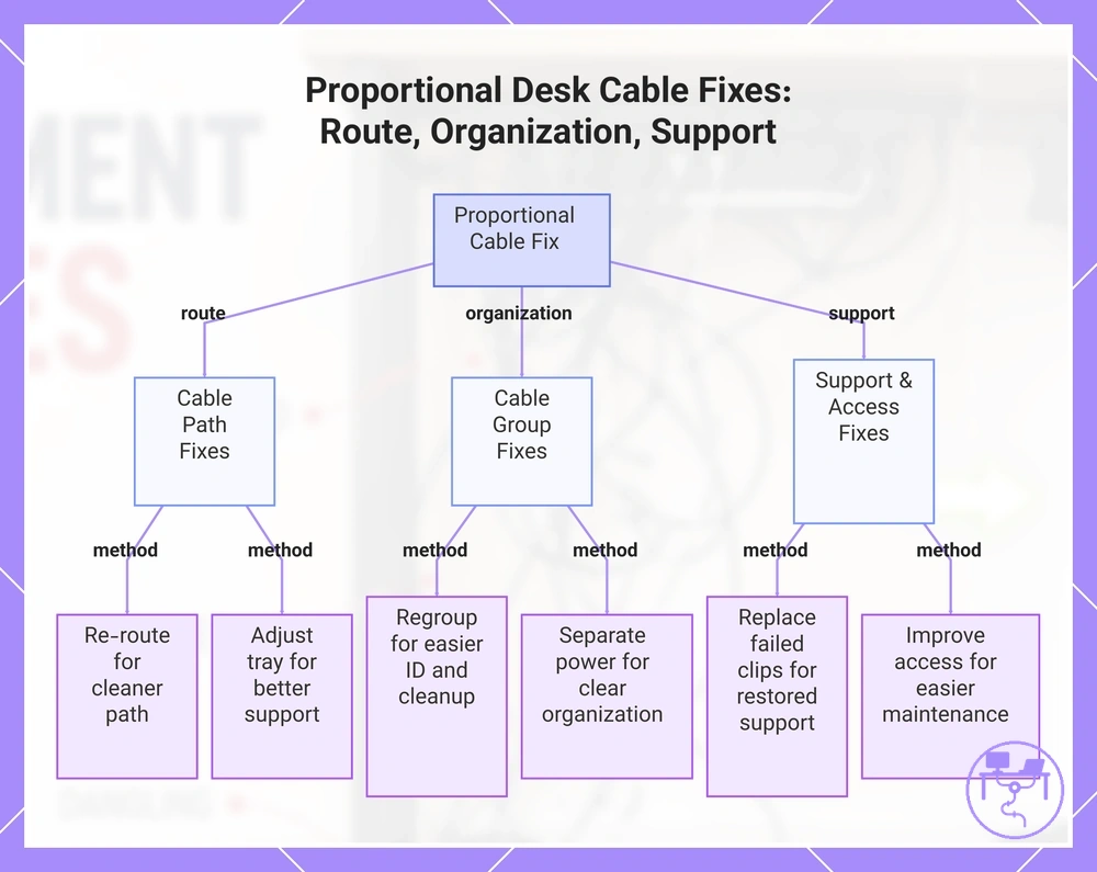 Proportional Desk Cable Fixes: Route, Organization, Support