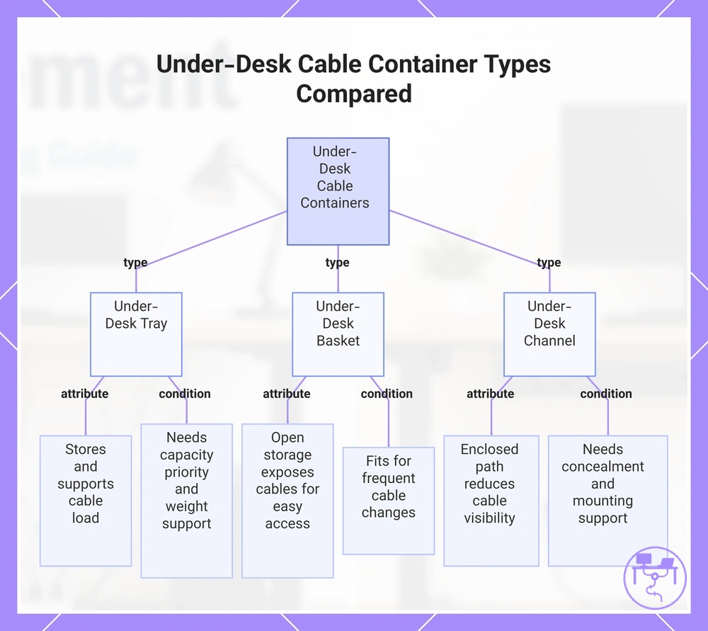 Under-Desk Cable Container Types Compared