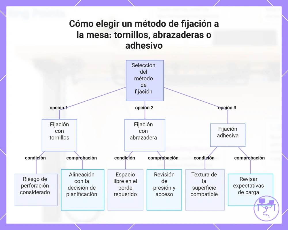 Cómo elegir un método de fijación a la mesa: tornillos, abrazaderas o adhesivo