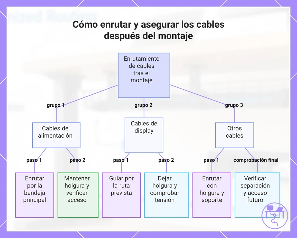 Cómo enrutar y asegurar los cables después del montaje