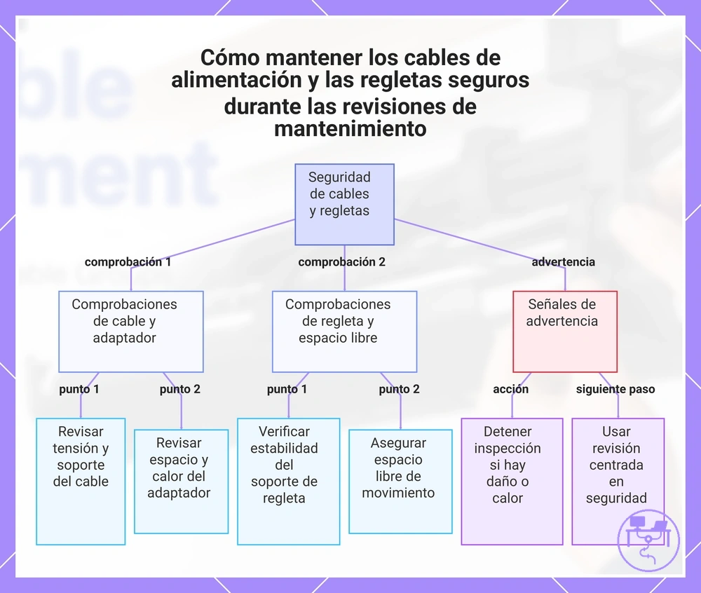Cómo mantener los cables de alimentación y las regletas seguros durante las revisiones de mantenimiento
