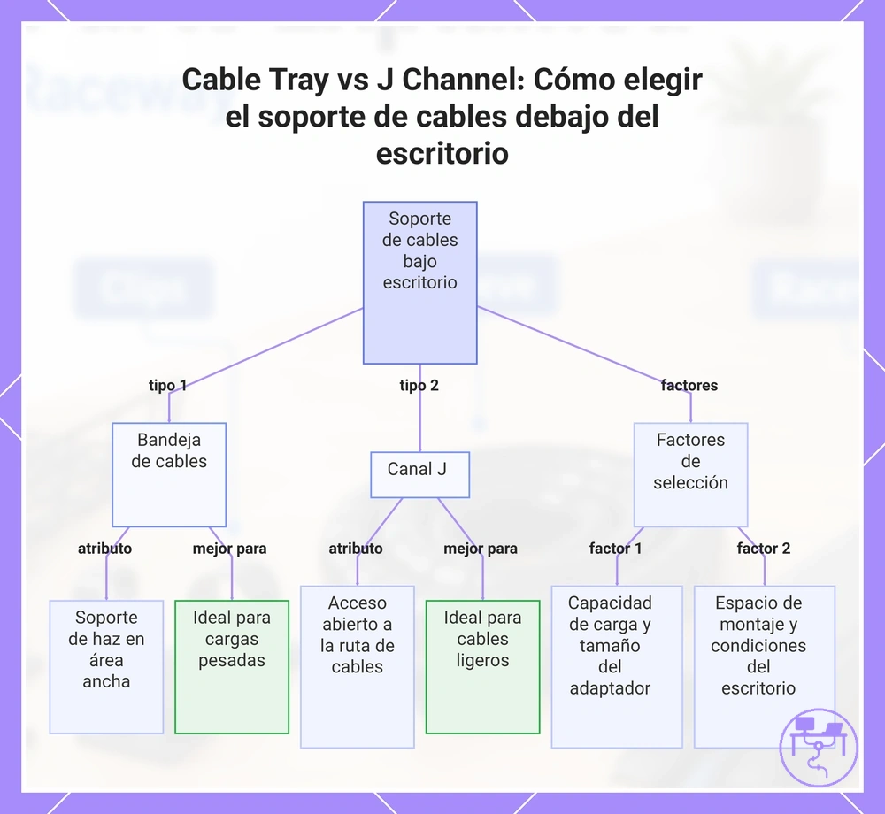Cable Tray vs J Channel: Cómo elegir el soporte de cables debajo del escritorio