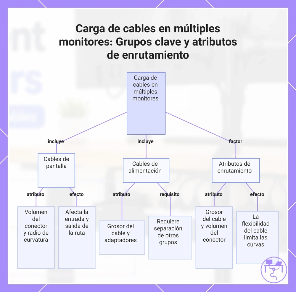 Carga de cables en múltiples monitores: Grupos clave y atributos de enrutamiento