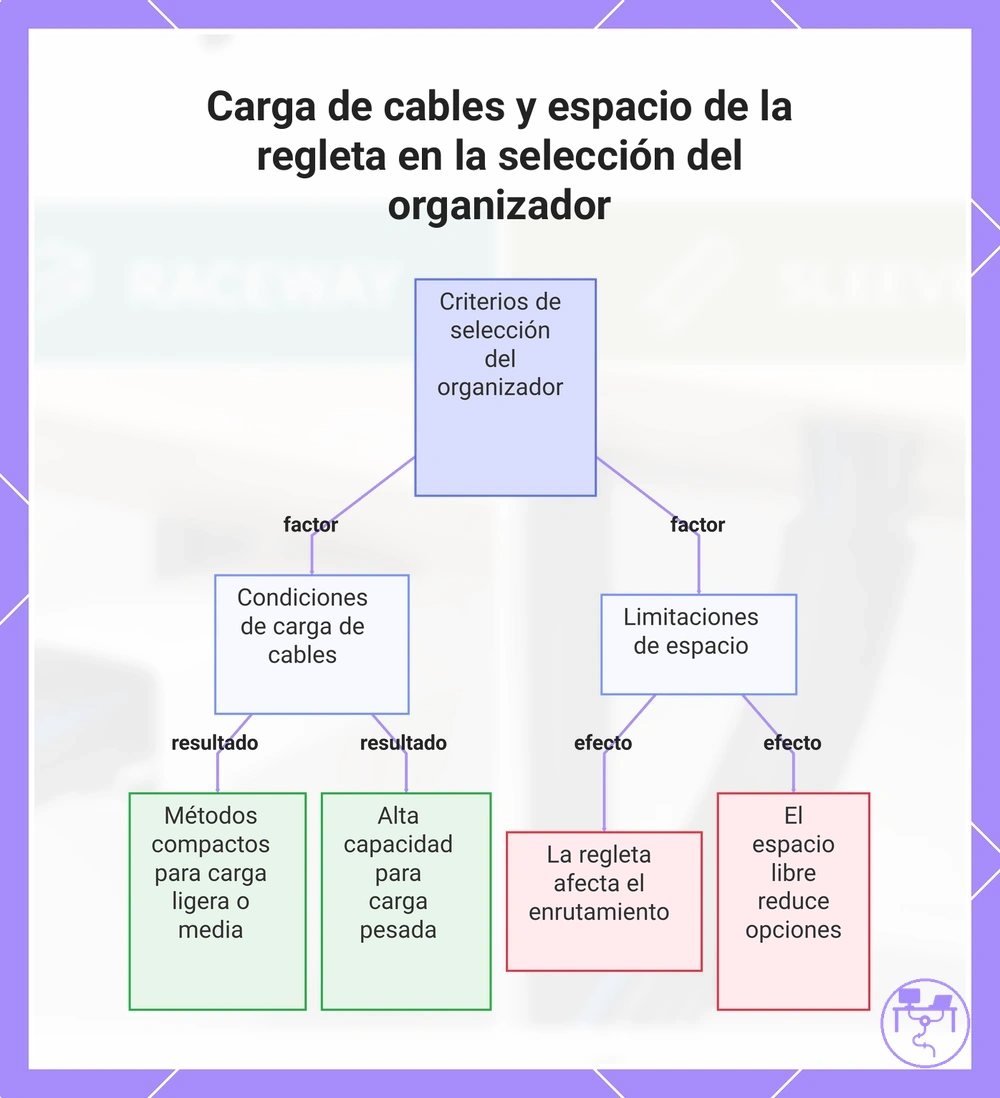 Carga de cables y espacio de la regleta en la selección del organizador