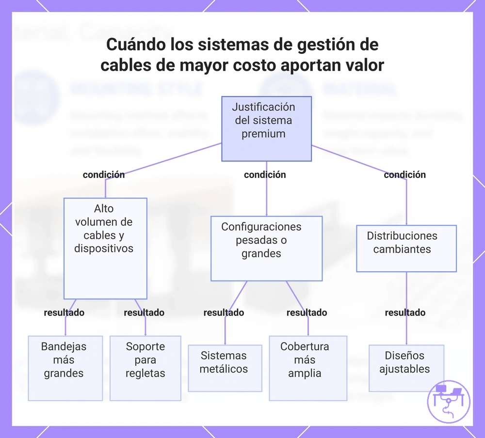 Cuándo los sistemas de gestión de cables de mayor costo aportan valor