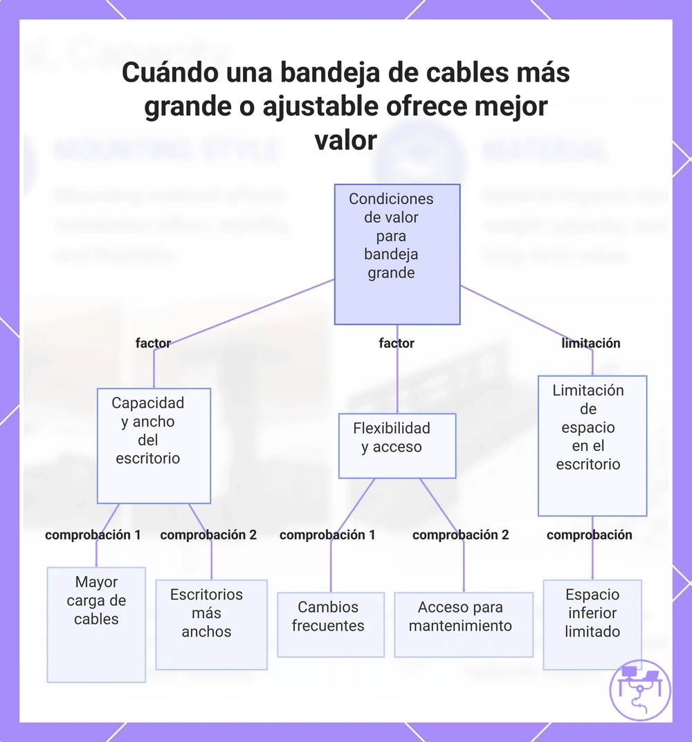 Cuándo una bandeja de cables más grande o ajustable ofrece mejor valor
