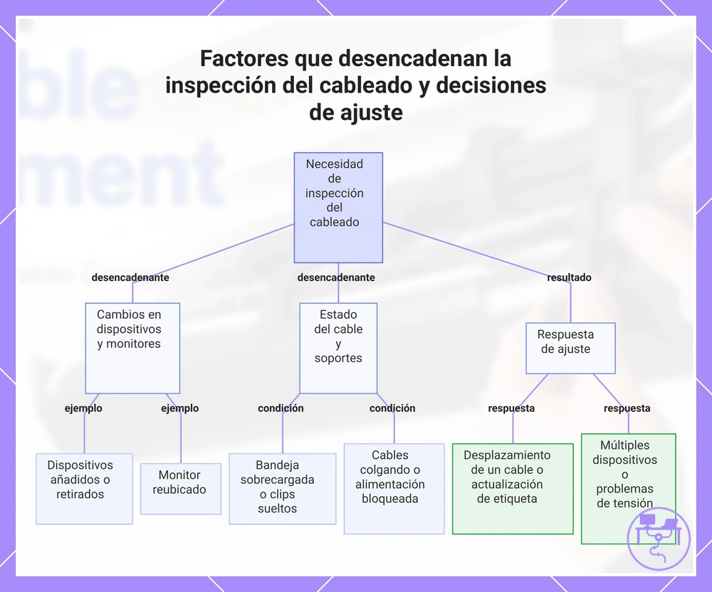 Factores que desencadenan la inspección del cableado y decisiones de ajuste