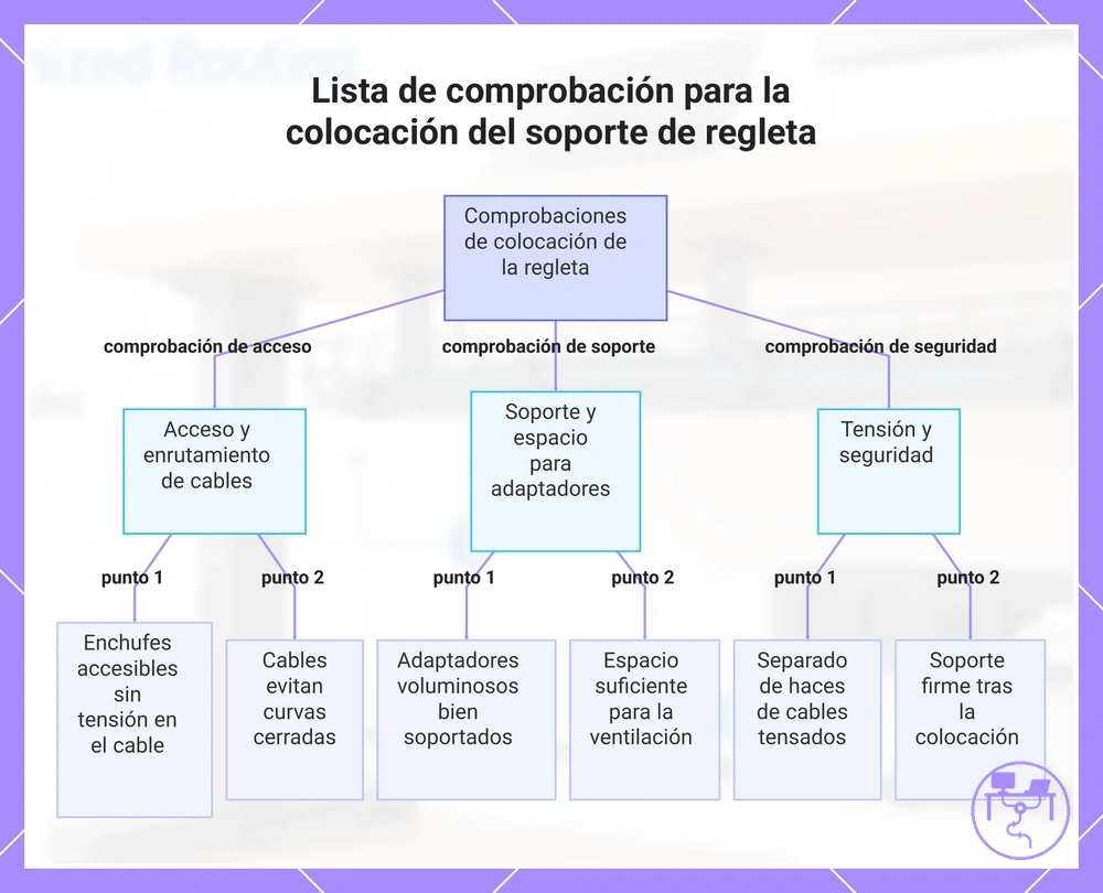 Lista de comprobación para la colocación del soporte de regleta
