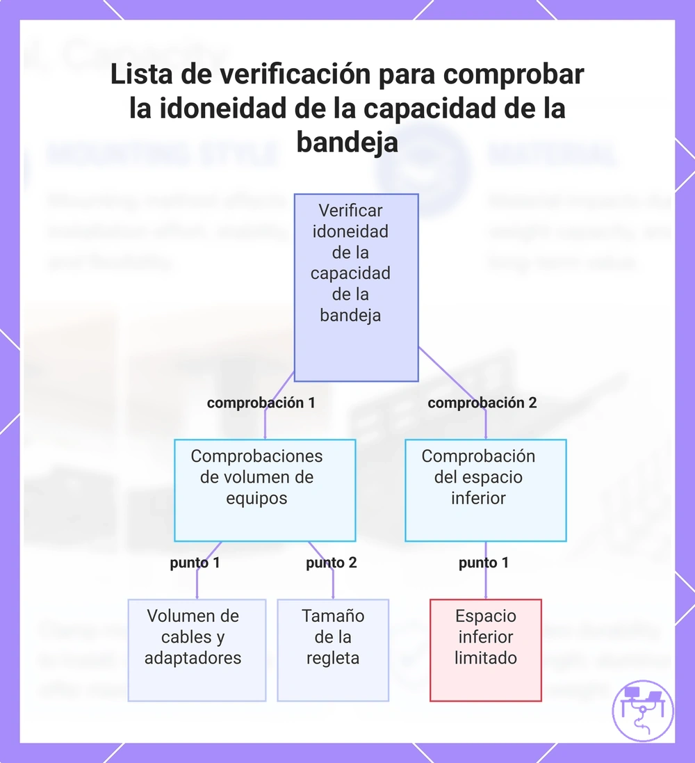 Lista de verificación para comprobar la idoneidad de la capacidad de la bandeja