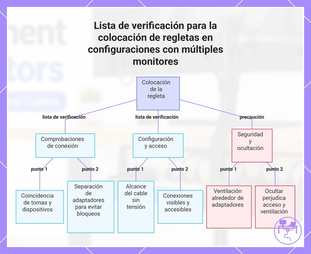 Lista de verificación para la colocación de regletas en configuraciones con múltiples monitores