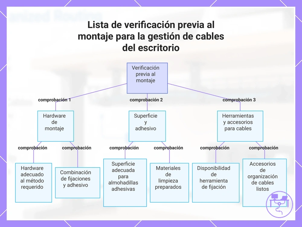 Lista de verificación previa al montaje para la gestión de cables del escritorio