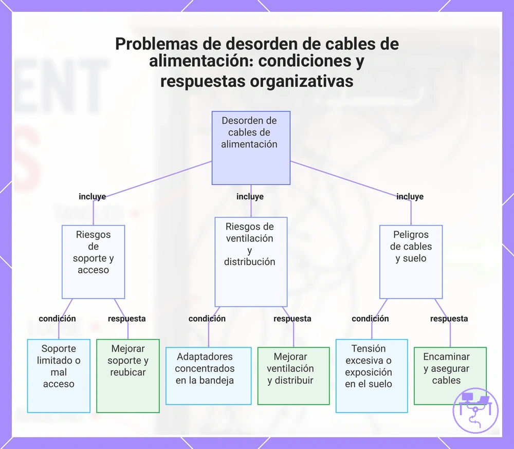 Problemas de desorden de cables de alimentación: condiciones y respuestas organizativas