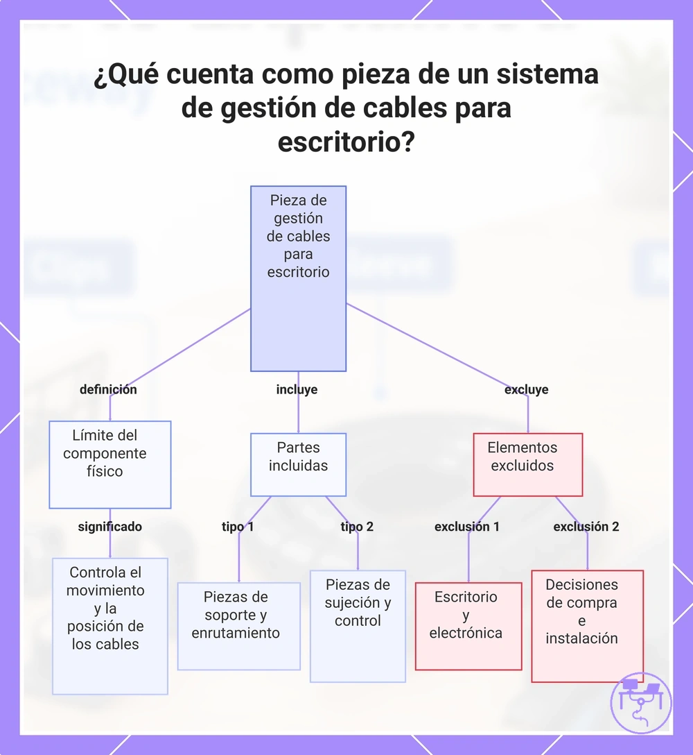 ¿Qué cuenta como pieza de un sistema de gestión de cables para escritorio?