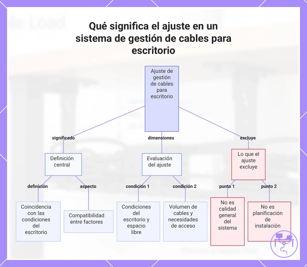Qué significa el ajuste en un sistema de gestión de cables para escritorio
