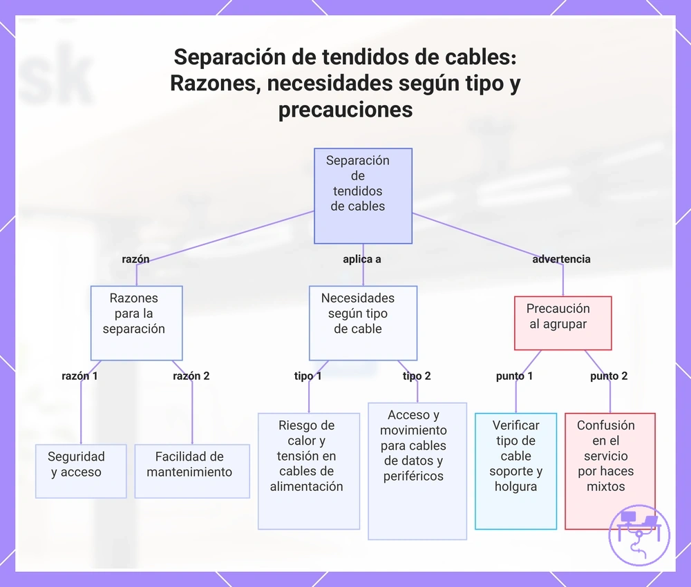 Separación de tendidos de cables: Razones, necesidades según tipo y precauciones