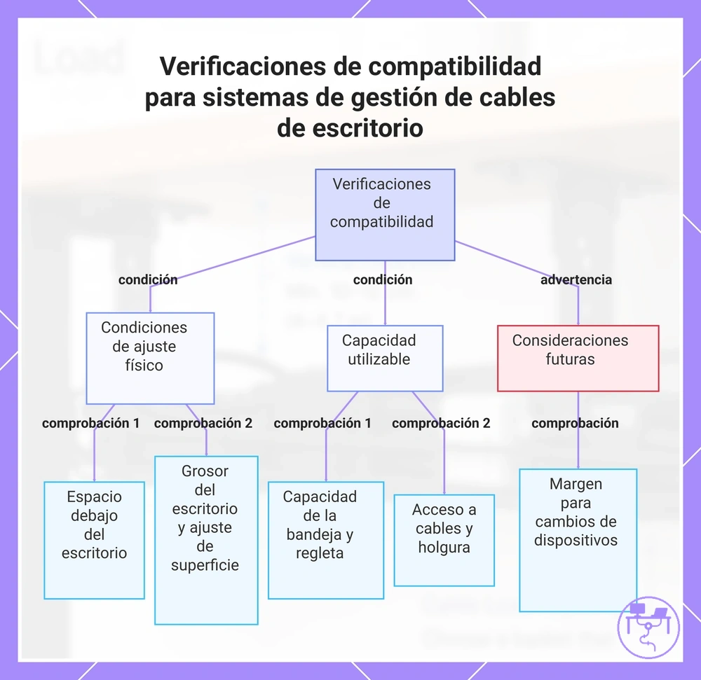 Verificaciones de compatibilidad para sistemas de gestión de cables de escritorio