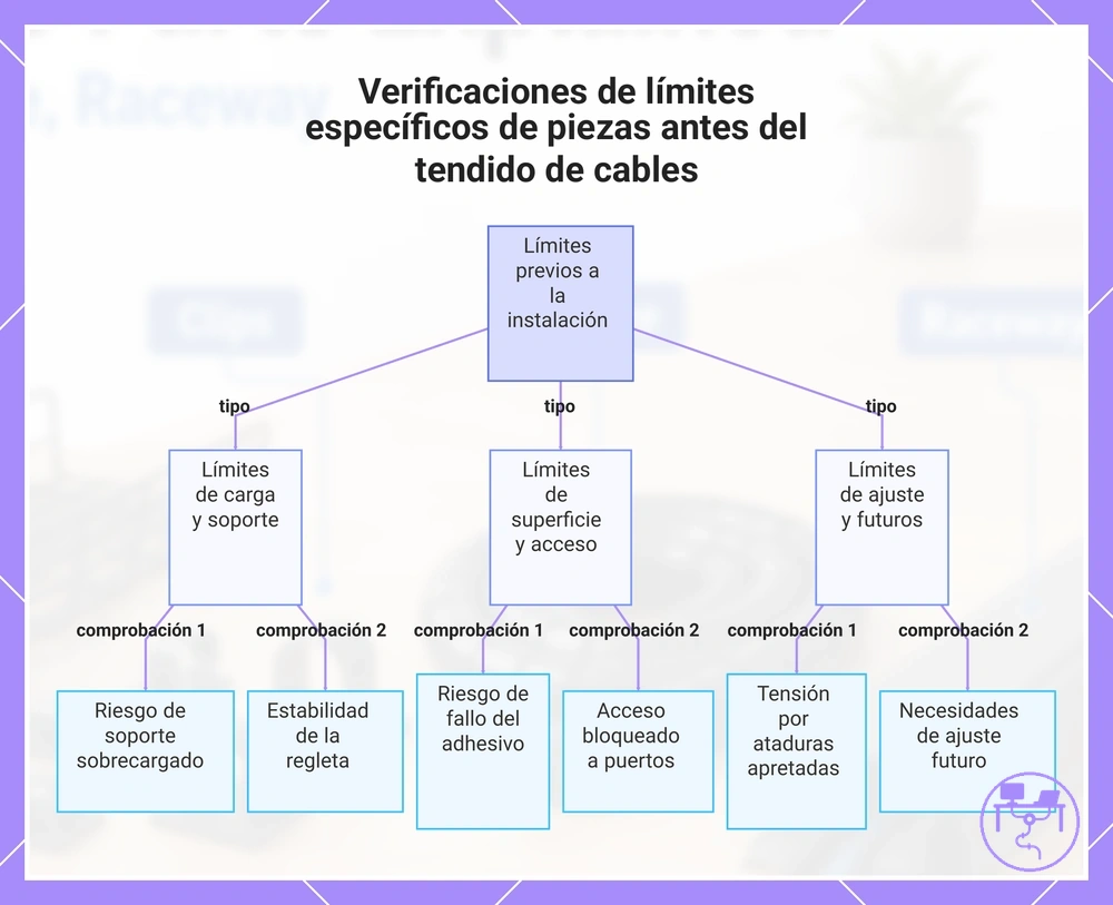 Verificaciones de límites específicos de piezas antes del tendido de cables