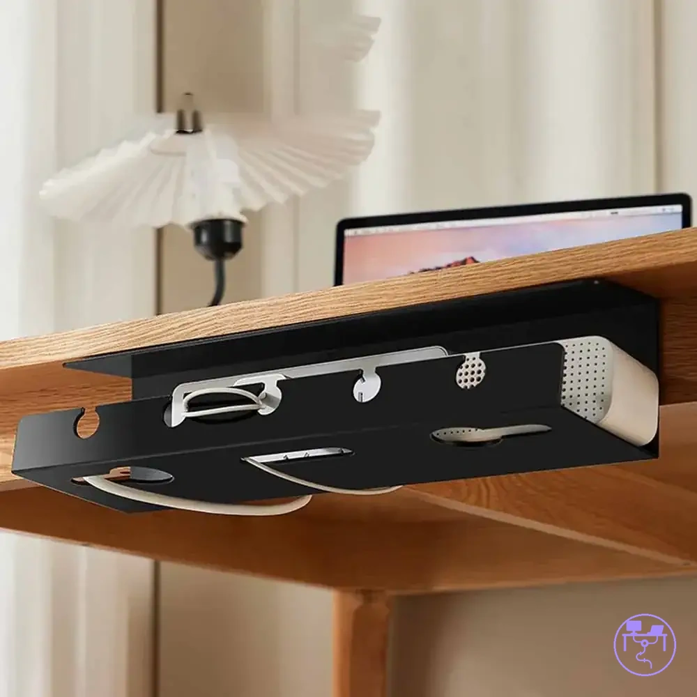 Panier serre-joint sous bureau avec support de cordon pour la gestion des câbles