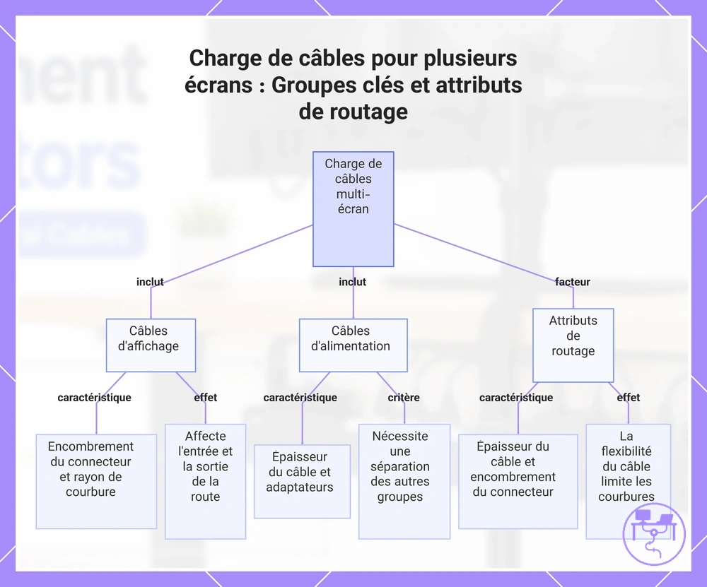 Charge de câbles pour plusieurs écrans : Groupes clés et attributs de routage