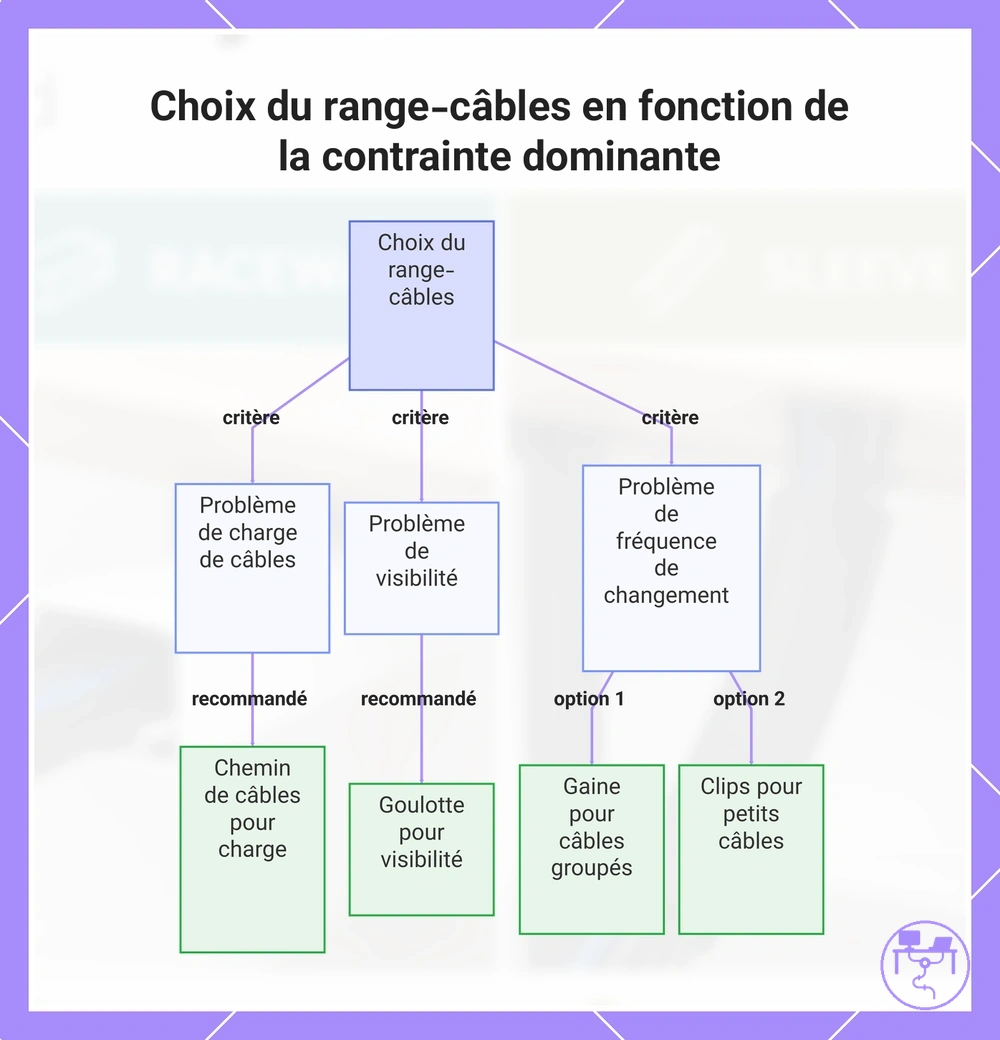 Choix du range-câbles en fonction de la contrainte dominante