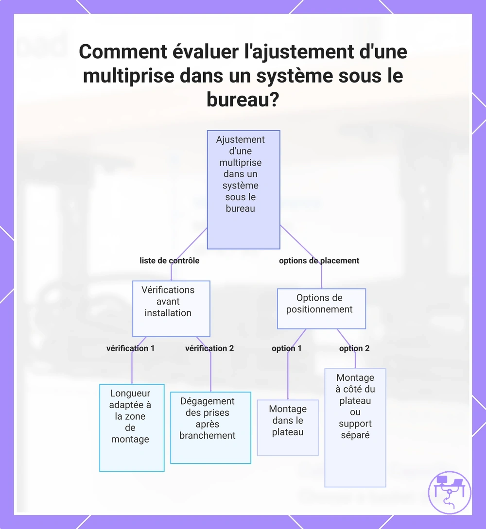 Comment évaluer l'ajustement d'une multiprise dans un système sous le bureau?