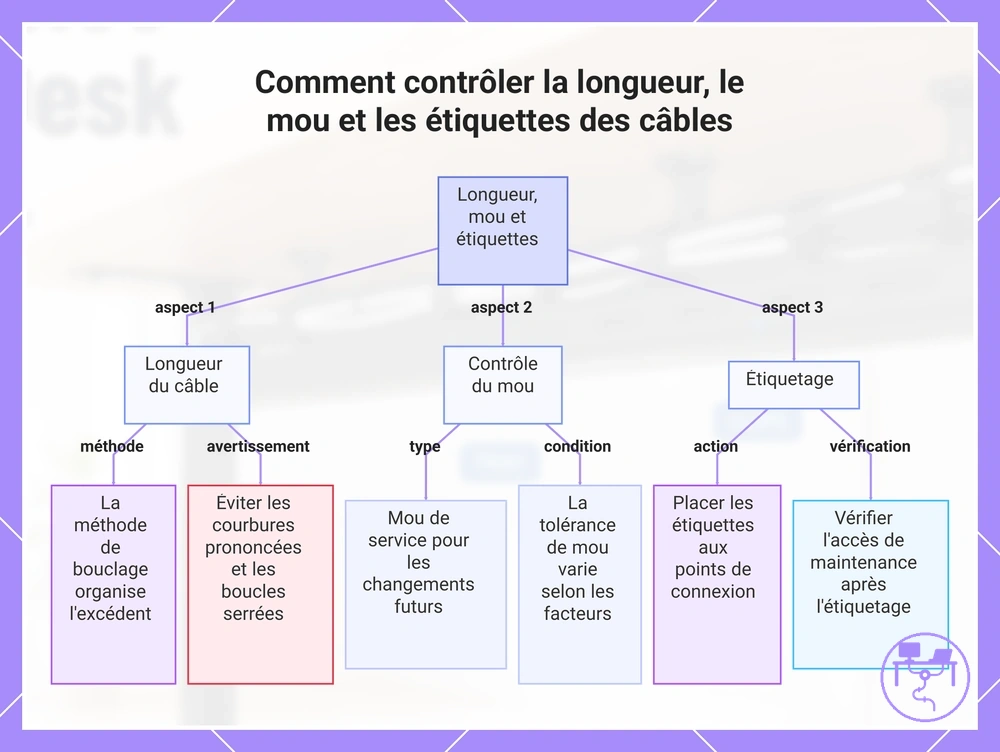Comment contrôler la longueur, le mou et les étiquettes des câbles