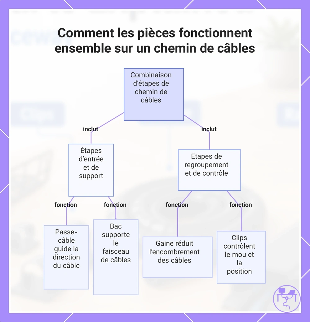 Comment les pièces fonctionnent ensemble sur un chemin de câbles